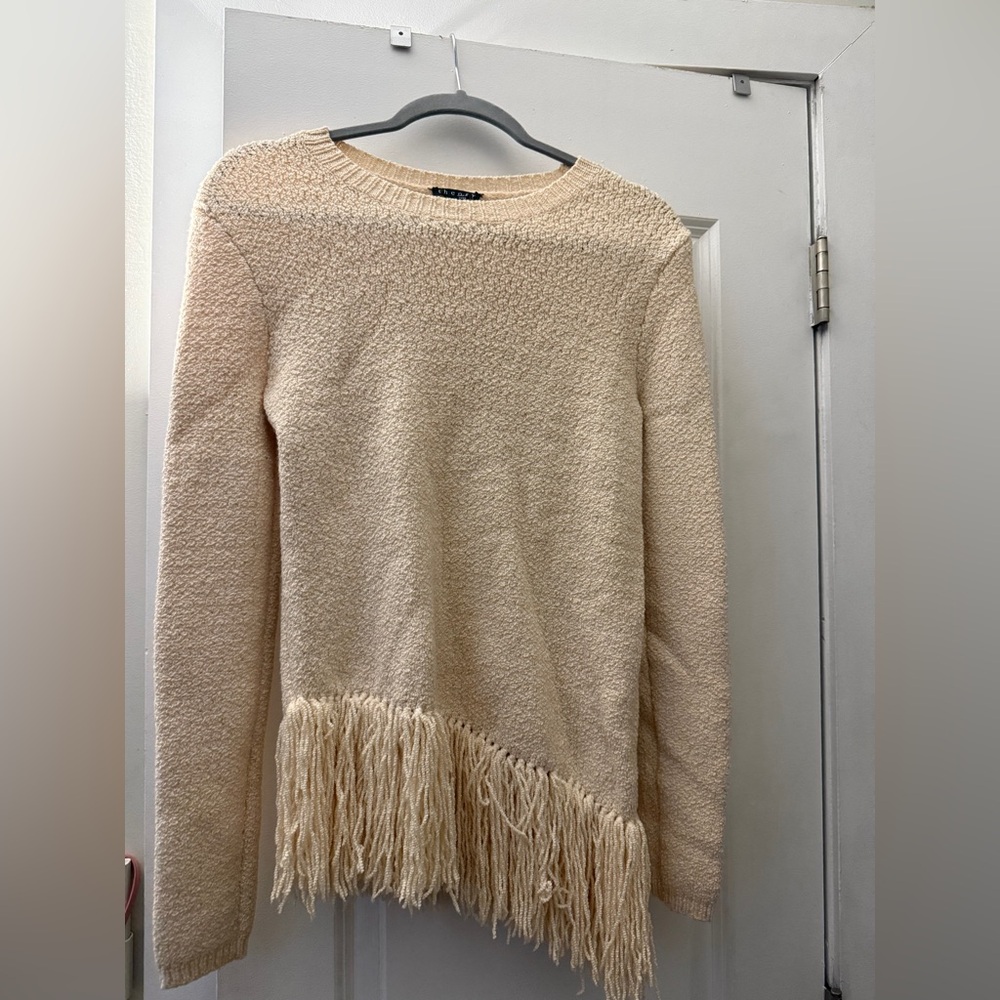 Theory Cream Fringe Sweater